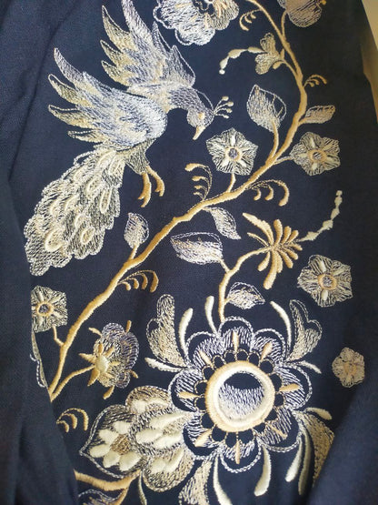 Elegant Ukrainian Embroidered Linen Dress