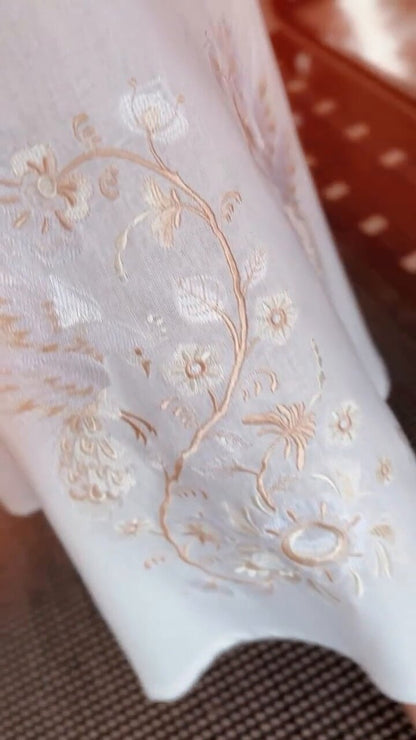 Elegant Ukrainian Embroidered Linen Dress