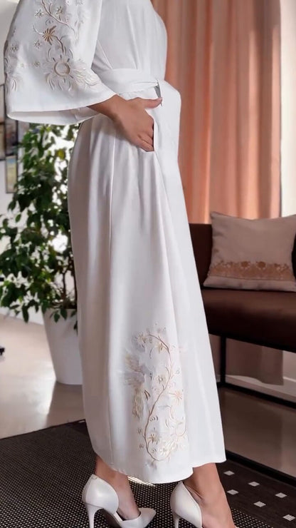 Elegant Ukrainian Embroidered Linen Dress
