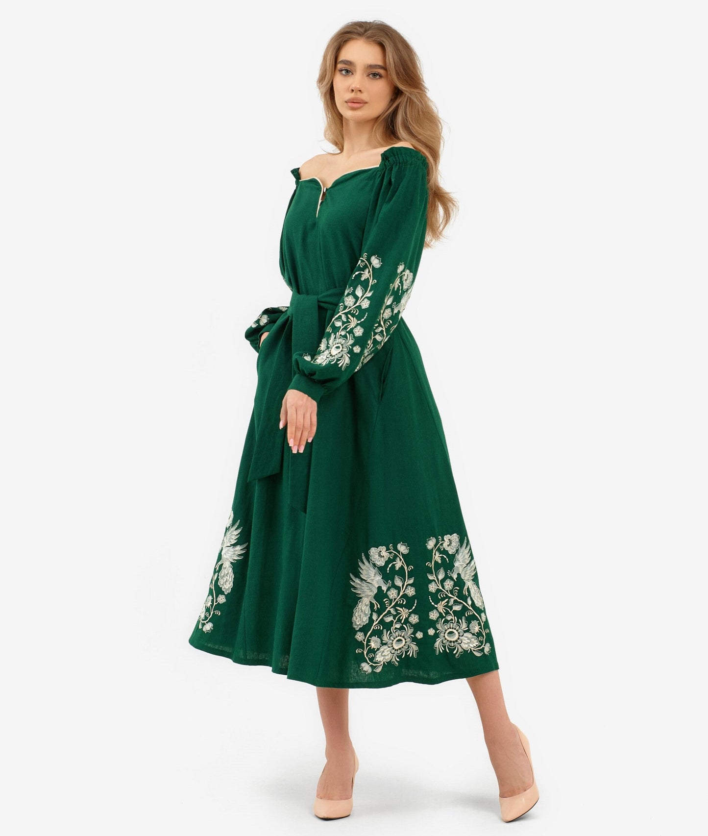 elegant ukrainian embroidered linen dress