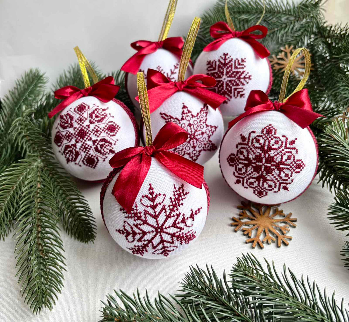 embroidered christmas ornaments. handmade