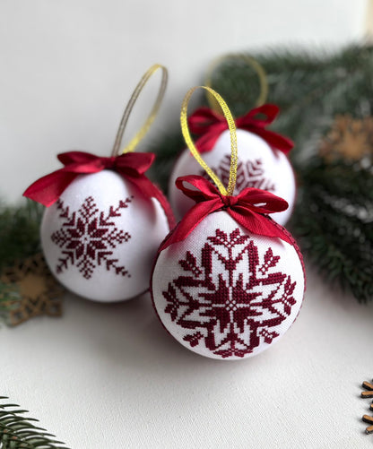 Embroidered Christmas Ornaments. Handmade