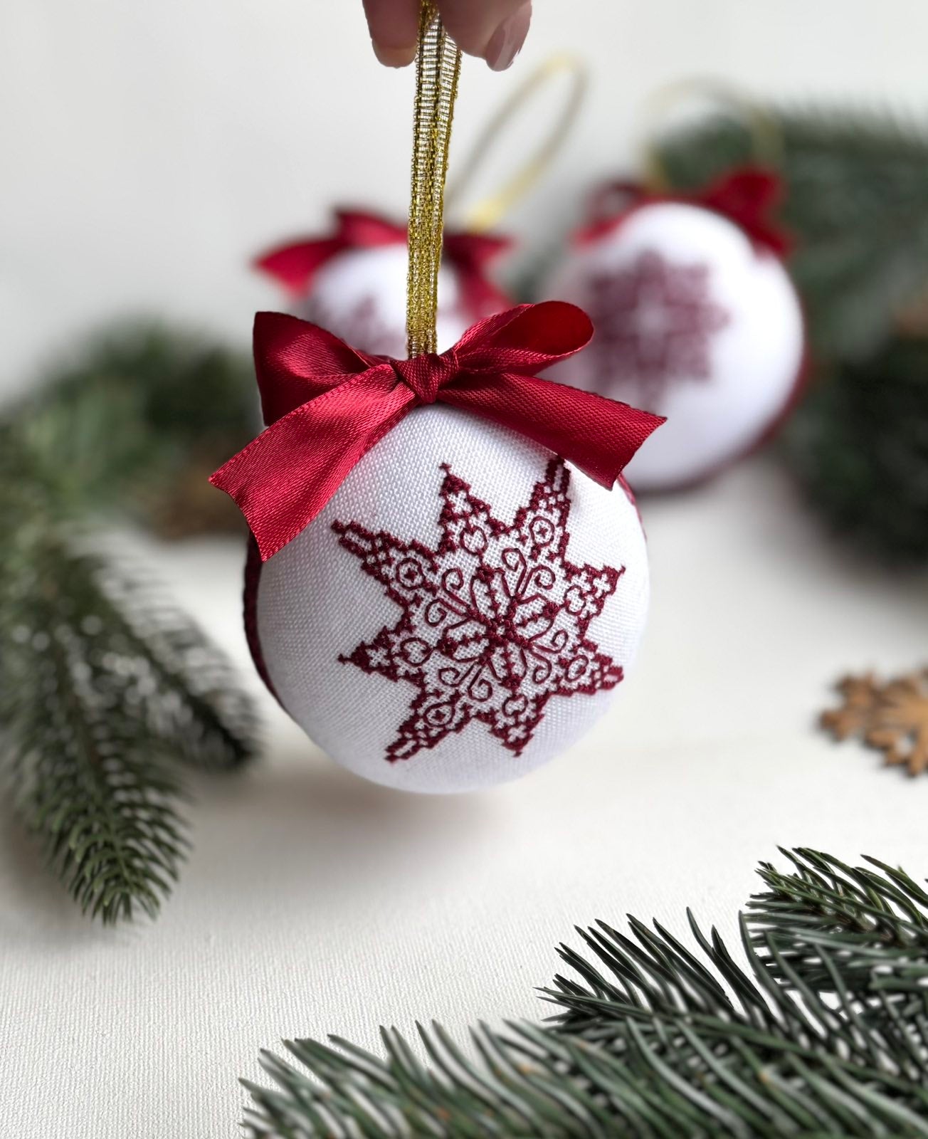 embroidered christmas ornaments. handmade