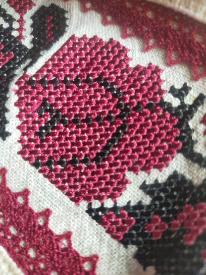 Ukrainian Linen Dress with Embroidery and Lace