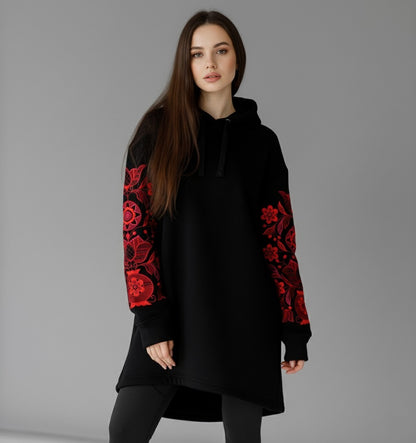 Long Hoodie with Embroidery