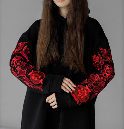 Long Hoodie with Embroidery