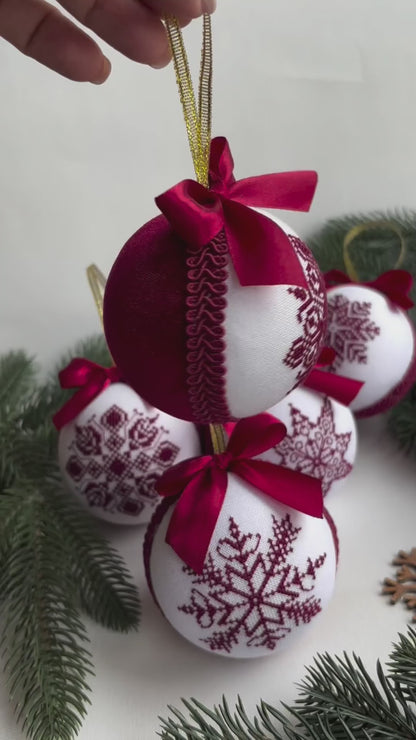 Embroidered Christmas Ornaments. Handmade
